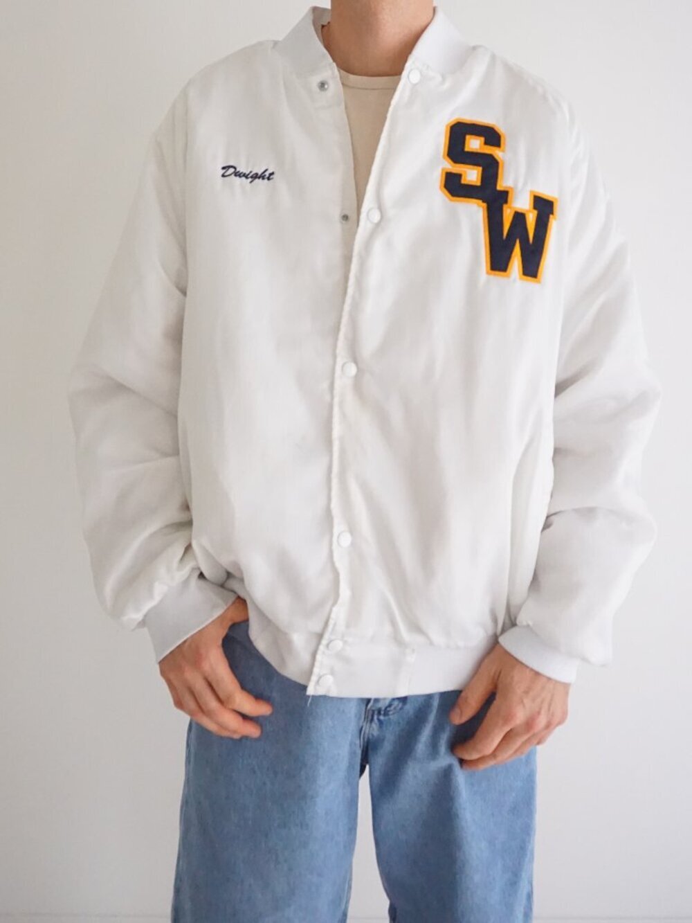 Vintage White Southwestern Prospectors Script Varsity Snap Front College 2XL
